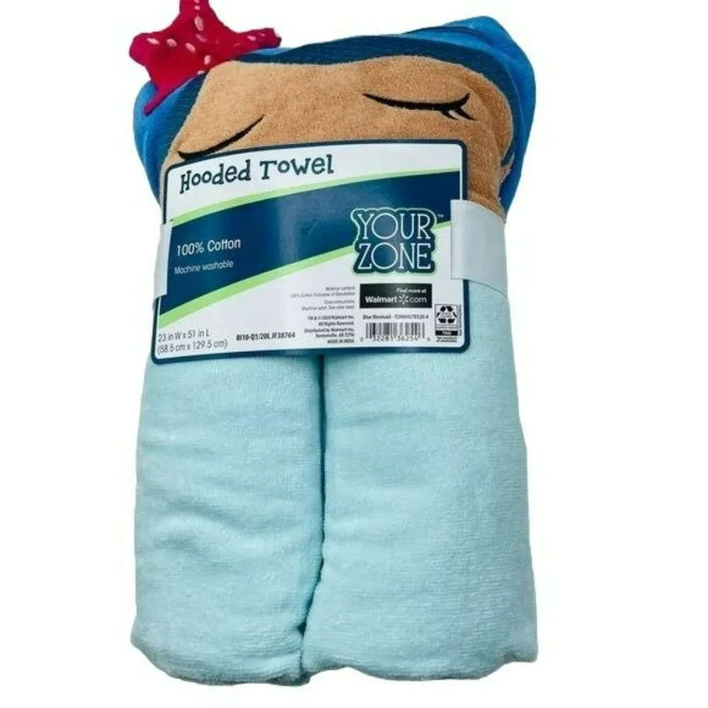 Your‎ Zone Kid's Bath Hooded Towel Decorated Cotton Blue 23